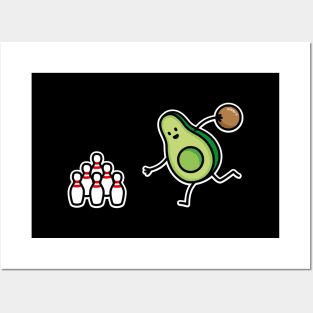 Funny avocado bowling cartoon bowling player gift Posters and Art